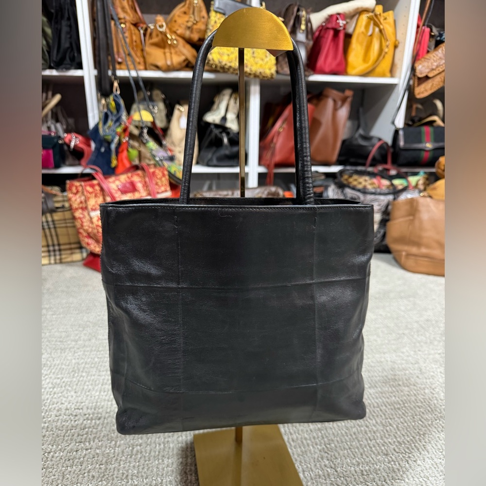 Prada Black Satchel Lamb Skin Bag with Structured Design